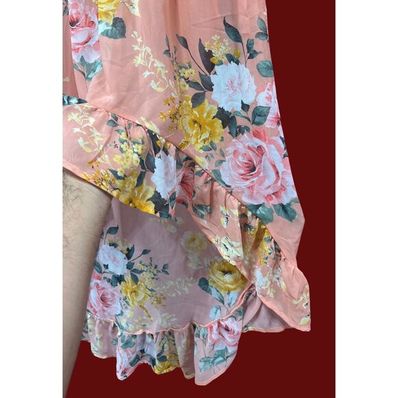 Rue 21 - Women's Sumer Sleeveless High Low Hem Ruffle Floral Dress - Pink - XXS - Picture 11 of 16